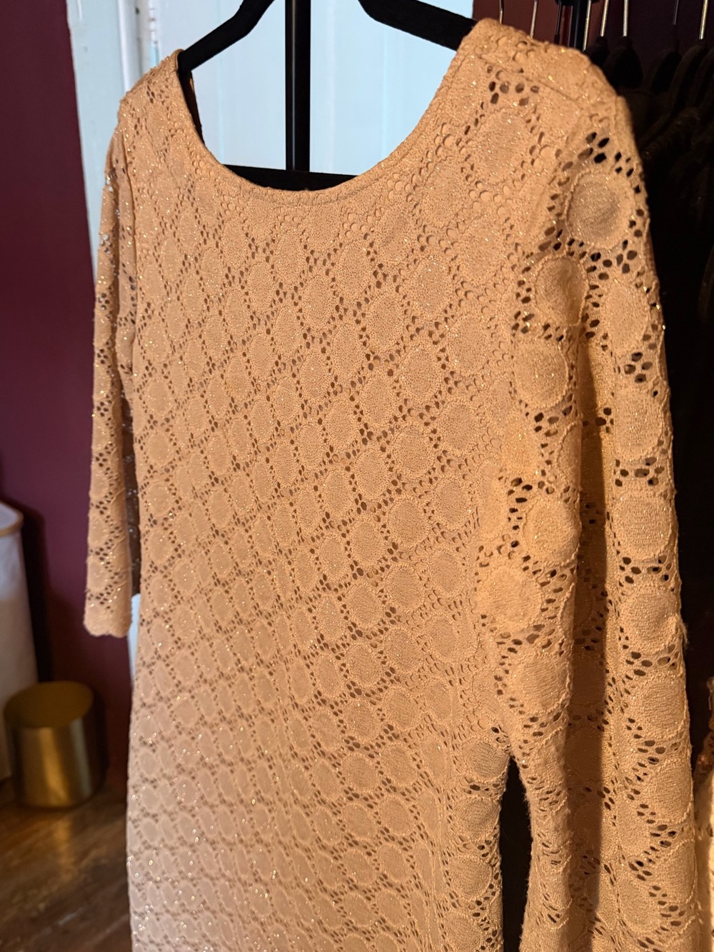 Ronni Nicole 3/4 Length Sleeve Shift Dress in Beige